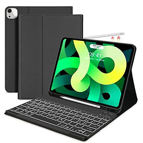 SENGBIRCH Teclado para iPad Pro 11 2022, teclado retroiluminado (diseño QWERTZ alemán) con funda de piel para iPad Air 5/Air 4 y iPad Pro 11 (1/2/3/4 Gen.) de SENGBIRCH
