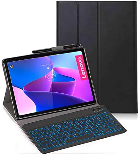 YHFZR Funda con teclado para Lenovo Tab P12 Pro, [diseño italiana] funda ultradelgada con iluminación de 7 colores teclado inalámbrico con funda protectora para Lenovo Tab P12 Pro de 12,6 pulgadas,