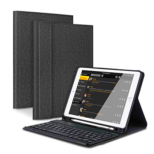 feelka teclado Bluetooth AZERTY francés 9.7 &quot;, iPad funda funda carcasa de protección soporte táctil lápiz táctil para iPad 2018 9.7&quot;