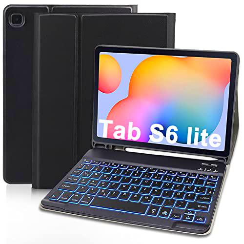 Funda con teclado para Samsung Galaxy Tab S6 Lite - Funda con soporte para lápiz para Samsung Tab S6 Lite 10.4 2022(P613/P619) 2020(P610/P615)