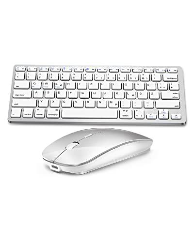 DE Layout - Ratón inalámbrico, teclado Bluetooth con ratón para tablet/iPad/ordenador portátil/phone