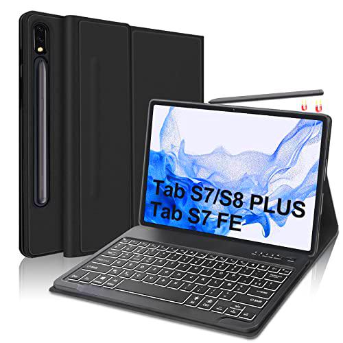 SENGBIRCH Funda Teclado Samsung Galaxy Tab S8 Plus 2022/S7 FE 12.4" 2021/Tab S7 Plus 2020