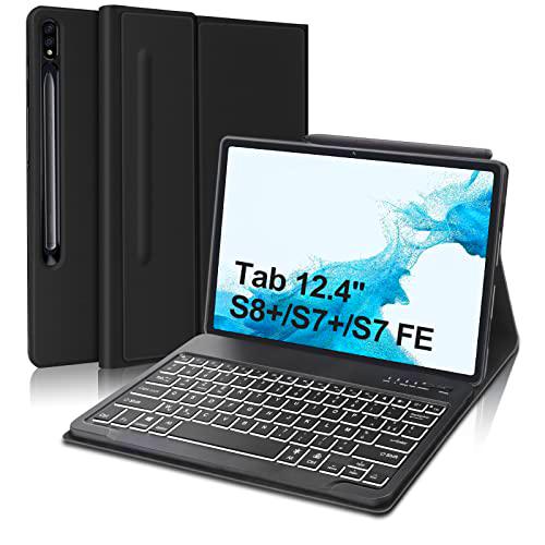 FR Version AZERTY Teclado con funda para Samsung Galaxy Tab S8 Plus/S7 FE/ S7 Plus 12,4"