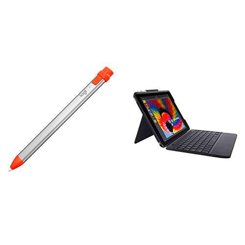 Logitech Crayon Lápiz Digital para Todos los iPad 2019 o posteriores y Slim Combo Funda con Teclado inalámbrico para iPad 5a y 6a Gen