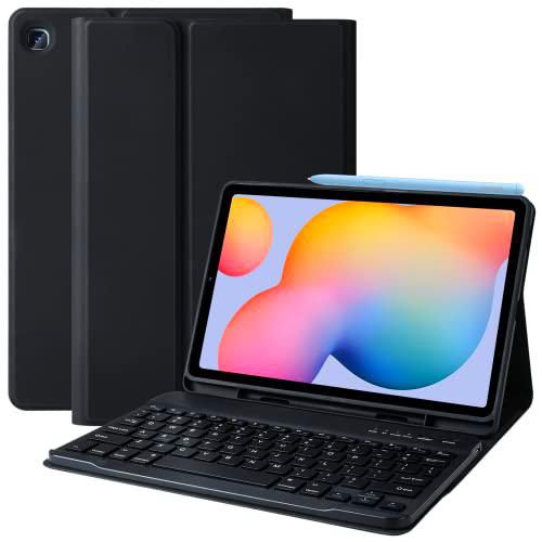 Funda de teclado para Samsung Galaxy Tab S6 Lite 10.4 2020 (SM-P610/P615) con soporte para bolígrafo y teclado inalámbrico Bluetooth extraíble con función de apagado y encendido automático