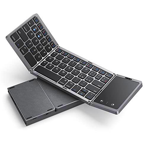 ASHU Teclado Bluetooth con teclado inalámbrico plegable recargable recargable para PC/tablet/iPad/Smart TV
