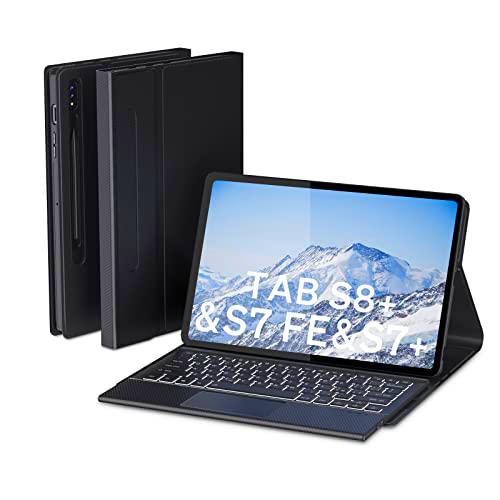 Doohoeek Funda de teclado con trackpad para Samsung Galaxy Tab S8+ Plus/S7 FE 12,4 pulgadas/S7+ Plus