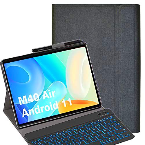 YHFZR Teclado Funda para Teclast M40 Air, [disposición italiana] Funda Slim con 7 colores de iluminación Teclado Inalámbrico con Funda Protectora para Teclast M40 Air 10.1&quot; Negro