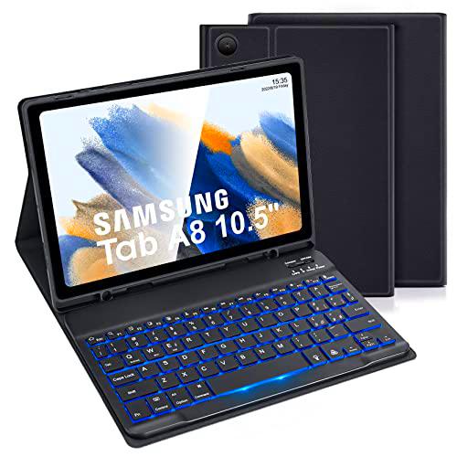 LAMA Funda con teclado retroiluminado para Samsung Tab A8 10.5in 2021(SM-X200/X205/X207)
