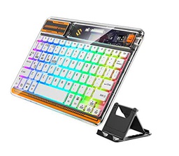Tastatur Cristal - Tablet Bluetooth multidispositivo inalámbrico de 7 canales de 3 canales ultraligero alemán QWERTZ compatible con Windows