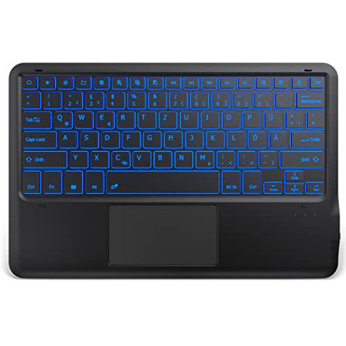 EasyAcc Teclado Bluetooth iluminado con Touchpad, teclado QWERTZ ultraligero