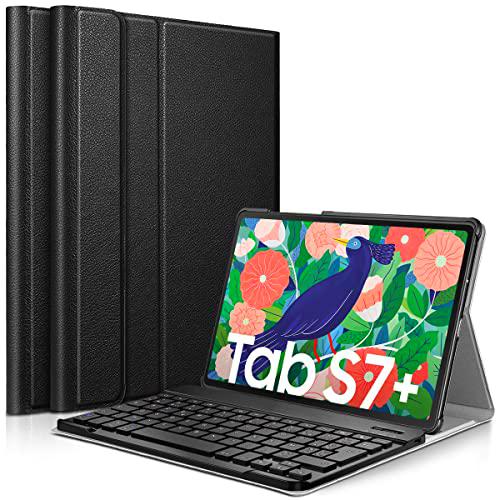 KARYLAX Funda de protección Slim Negro + Teclado Bluetooth para Samsung Galaxy Tab S7 Plus 12,4" (SM-T970)
