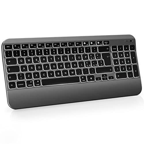 ASHU Teclado iluminado inalámbrico para Macbook, teclado ergonómico retroiluminado recargable
