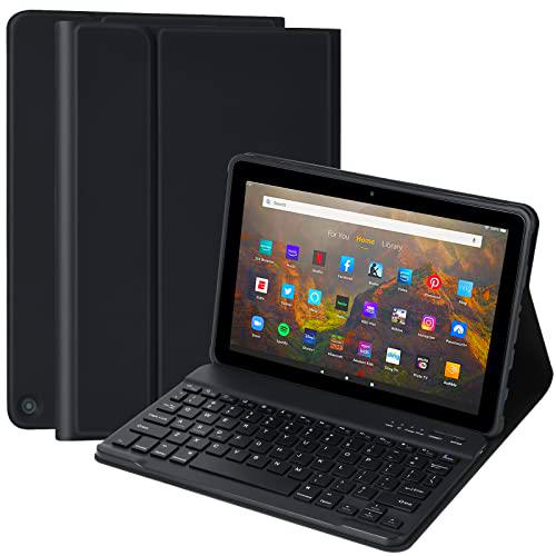 Funda con teclado para Kindle Fire HD 10 y Fire HD 10 Plus Tablet (Negro)