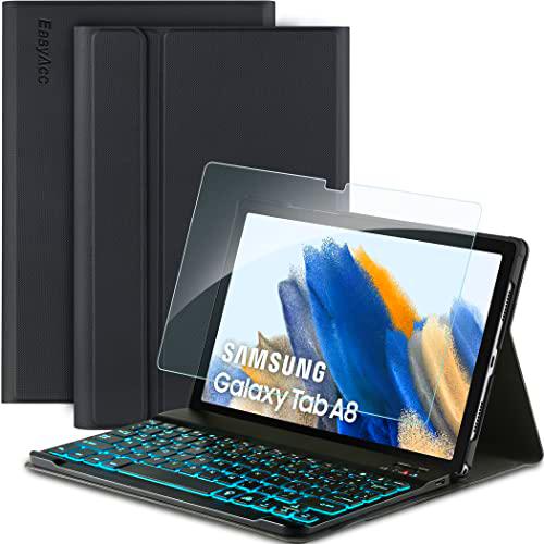 EasyAcc Funda con teclado compatible con Samsung Galaxy Tab A8 10.5 2021 (SM-X205N/X200N) con cristal blindado