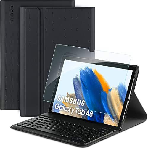 CACOE Funda con teclado compatible con Samsung Galaxy Tab A8 10.5 2021 SM-T200 SM-T205 con cristal blindado