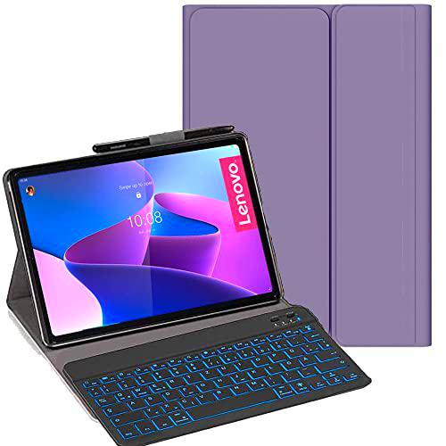 YHFZR Funda con teclado para Lenovo Tab P12 Pro, [diseño italiana] funda ultradelgada con iluminación de 7 colores teclado inalámbrico con funda protectora para Lenovo Tab P12 Pro de 12,6 pulgadas,