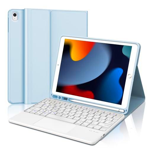 SENGBIRCH - Funda para iPad 9/8/7ª generación de 10,2 pulgadas 2021/2020/2019 con Smart Trackpad- Funda teclado Bluetooth con panel táctil para iPad 10.5 inch Pro 2017/2019 Air 3