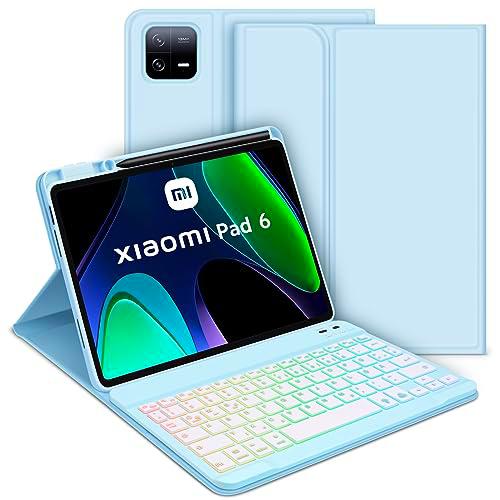 GOOJODOQ Funda con teclado iluminado para Xiaomi Pad 6/Pad 6 Pro 2023