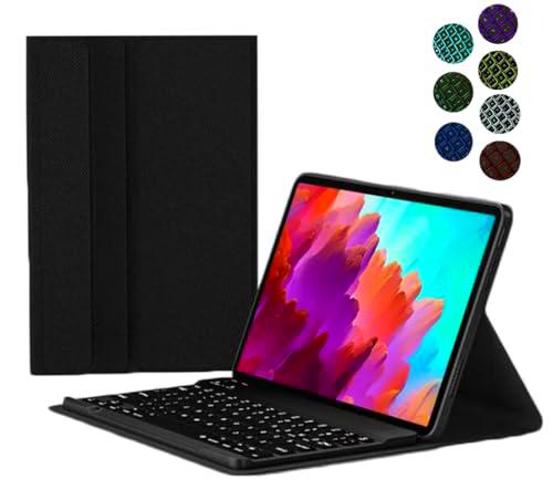 YGoal Funda con teclado para Lenovo Tab P12, QWERTZ Layout ultra fina funda con 7 colores de retroiluminación teclado alemán extraíble para Lenovo Tab P12 12.7, negro