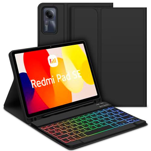 GOOJODOQ Funda con teclado iluminado para Xiaomi Redmi Pad SE 11&quot; 2023