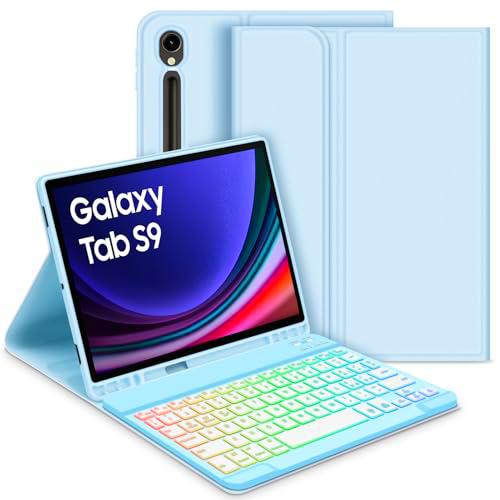 GOOJODOQ Funda con Teclado Iluminado Compatible con Samsung Galaxy Tab S9 2023