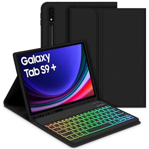 GOOJODOQ Funda con teclado retroiluminado para Samsung Galaxy Tab S9+/S9 Plus 12,4" 2023