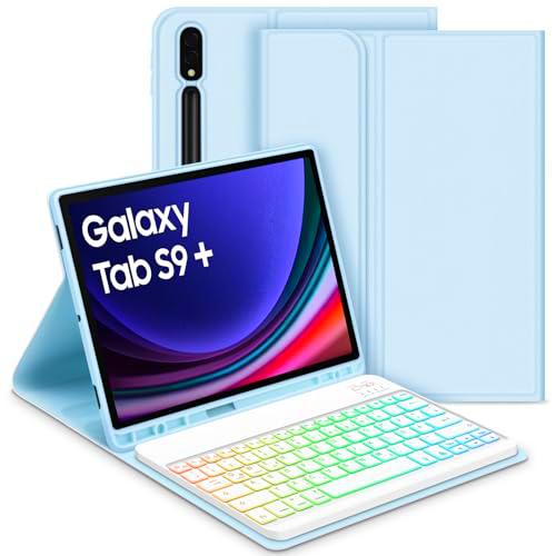 GOOJODOQ Funda con teclado retroiluminado para Samsung Galaxy Tab S9+/S9 Plus 12,4" 2023