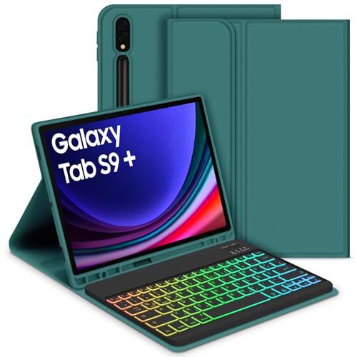 GOOJODOQ Funda con teclado iluminado para Samsung Galaxy Tab S9+/S9 Plus 12,4&quot; 2023