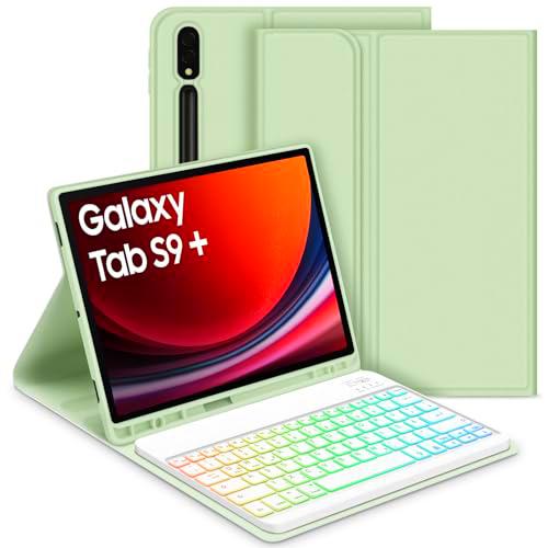 GOOJODOQ Funda con teclado retroiluminado para Samsung Galaxy Tab S9+/S9 Plus 12,4&quot; 2023