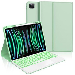 Funda para iPad Pro de 11 pulgadas con teclado, teclado Bluetooth desmontable con retroiluminación de 7 colores
