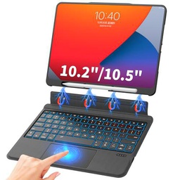 GAOEEIN Funda para Teclado para10.2/10.5 Teclado 7 Colores Retroiluminado con Bluetooth Admite suspensión/activación automática Teclado Magnético Desmontable Adecuado para i-P-a-d 9/8/7/i-P-a-d Air 3