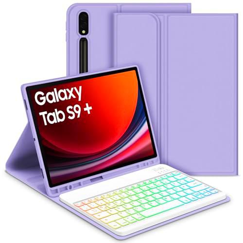 GOOJODOQ Funda con teclado retroiluminado para Samsung Galaxy Tab S9+/S9 Plus 12,4&quot; 2023