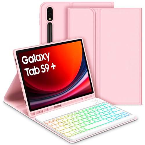 GOOJODOQ Funda con teclado retroiluminado para Samsung Galaxy Tab S9+/S9 Plus 12,4" 2023