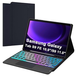 ROOFEI Funda para Galaxy Tab S9/S9 FE con teclado: 11 pulgadas Galaxy Tab S9 teclado desmontable con panel táctil