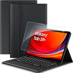 EasyAcc Funda con teclado compatible con Samsung Galaxy Tab S9 Plus/S9+/S9 FE+ de 12,4 pulgadas 2023 con protector de pantalla