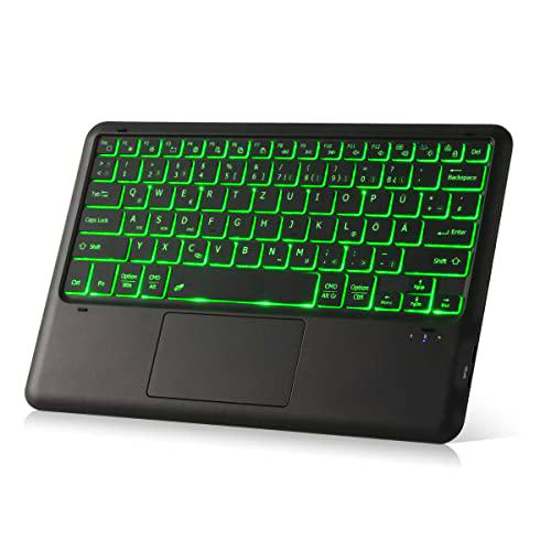 K12 Teclado Bluetooth con Touchpad iluminado QWERTZ Teclado inalámbrico con 10 colores iluminado para iPad