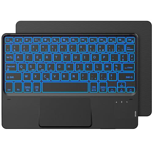 CACOE Teclado Bluetooth con panel táctil, [teclado francés] inalámbrico con 7 colores iluminados Bluetooth compatible con iOS