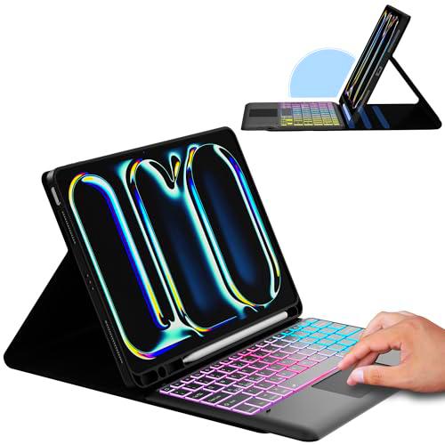 Funda para iPad Pro de 13 pulgadas (M4) 2024 con teclado extraíble: DIY 3 zonas de iluminación de 7 colores