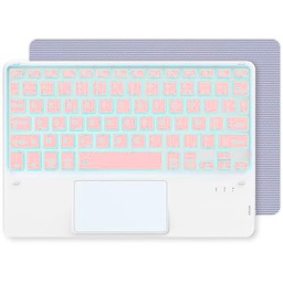 CACOE Teclado Bluetooth con panel táctil, [teclado francés] inalámbrico con 7 colores iluminados Bluetooth compatible con iOS