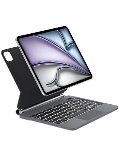 WINCHKING Magic Keyboard iPad Air 13 2024 - Funda con teclado para iPad Pro 12.9 pulgadas 6./5./4./3 generación Teclado iluminado y diseño de soporte flotante, negro