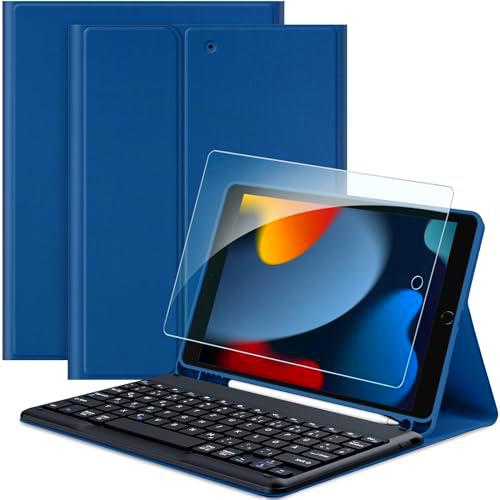 EasyAcc Funda para teclado compatible con iPad de 10,2 pulgadas 9/8ª y 7 generación con protector de pantalla