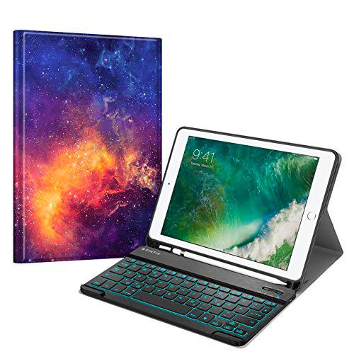 Fintie Funda con teclado QWERTZ extraíble magnético para iPad (6ª generación) con portalápices incorporado [ZA- La Galaxia]
