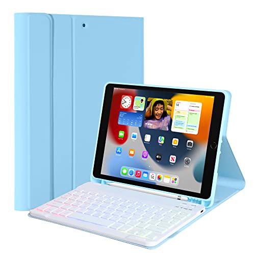 LIBOZMKO Funda con teclado compatible con iPad 2021(9th Gen)/iPad 2020(8th Gen)/iPad 2019(7th Gen) 10,2 pulgadas