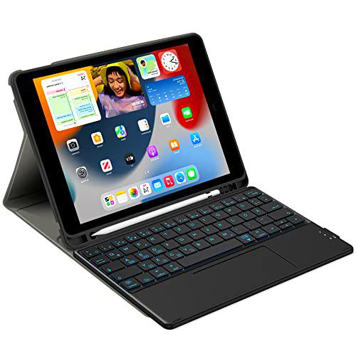 LIBOZMKO Funda con teclado compatible con iPad 9, 8 y 7ª generación (10,2 pulgadas